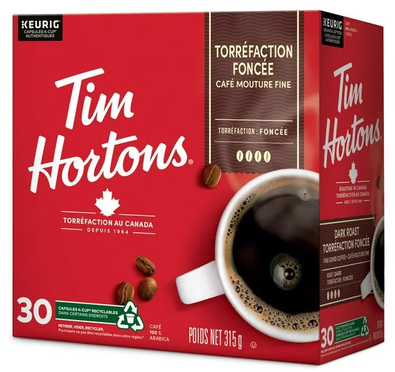 Tim Hortons Dark Roast Coffee, Keurig K-Cups, 30ct, 315g