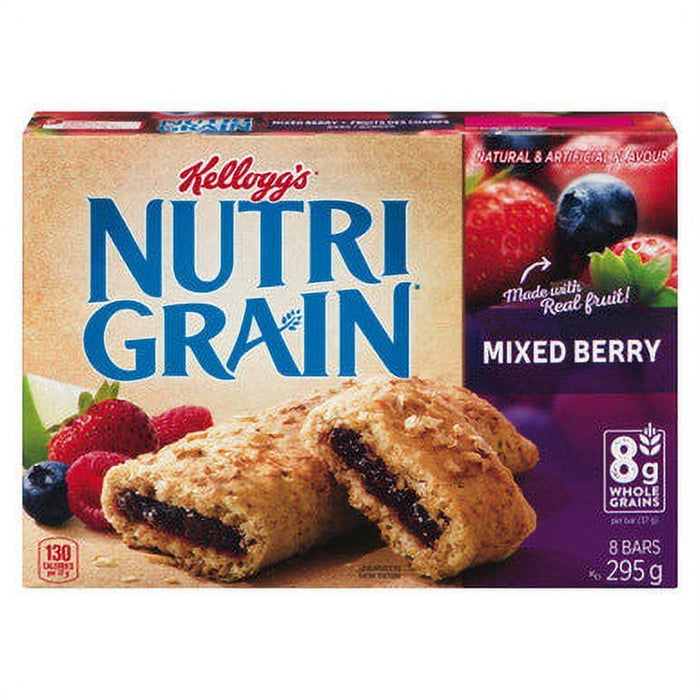 Kellogg's Nutri Grain Cereal Bars Mixed Berry, 8 Bars, 295g/10.4 oz