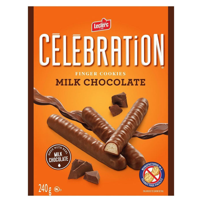 Leclerc Celebration Milk Chocolate Finger Cookies, 240g/8.5 oz Box