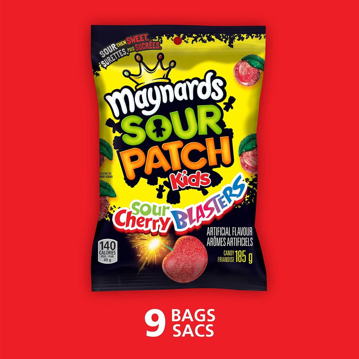 Maynards Sour Patch Kids Sour Cherry Blasters, 185g, 9 Count {Canadian Product}