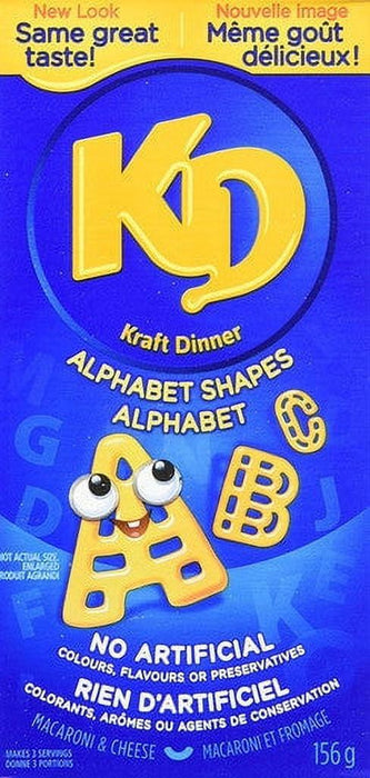 Kraft Dinner Alphabet Macaroni & Cheese Shapes, 156g Each 12 Boxes