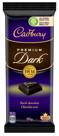 Cadbury Premium Dark Chocolate Bar, 100g