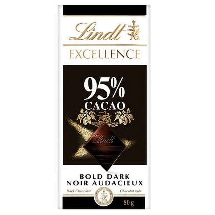 Lindt Excellence 95% Cacao Bold Dark Chocolate Bar, 80g/2.8oz