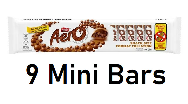 AERO Milk Chocolate Mini Bars, 7g Each 9 Mini Bars