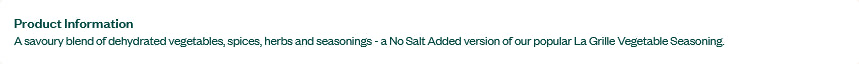 Club House La Grille Vegetable Seasoning No Salt Added 122g