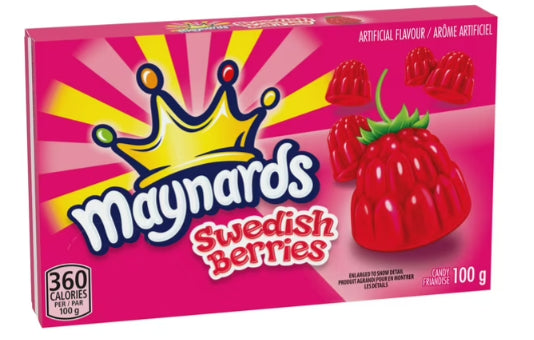 Maynards, Swedish Berries Gummy Candy, Candy Box, 100g