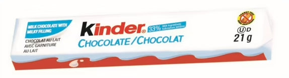 Kinder Milk Chocolate Candy Bar, 21g