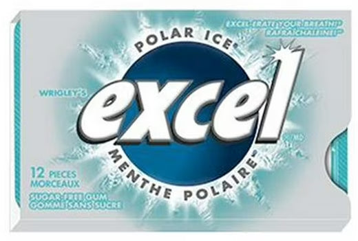 EXCEL, Polar Ice Flavored Sugar Free Chewing Gum, 12 Pieces, 1 Pack, 16.8g