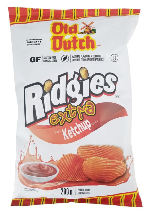 Old Dutch Ridgies Extra Ketchup Potato Chips, 200g/7oz,