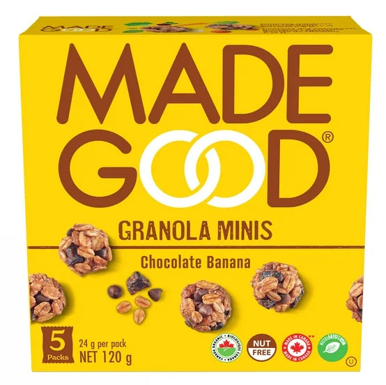 MadeGood Chocolate Banana Granola Minis, 5 x 24g