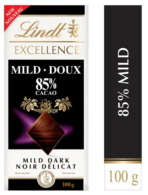 Lindt EXCELLENCE Mild 85% Dark Chocolate Bar, 100g