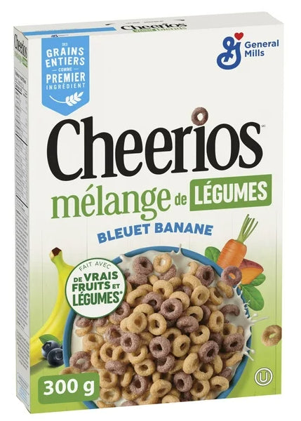 Cheerios Veggie Blends Blueberry Banana Cereal, Whole Grains, 300g