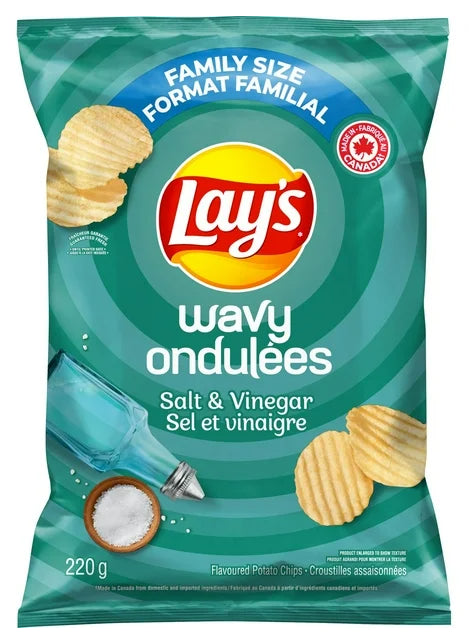 Lay's Wavy Salt n Vinegar Flavored Potato Chips, 220g