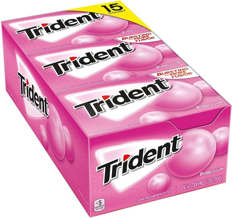 Trident Sugar Free Chewing Gum Twist Superpak 14 count 12 Pack (Bubblegum)