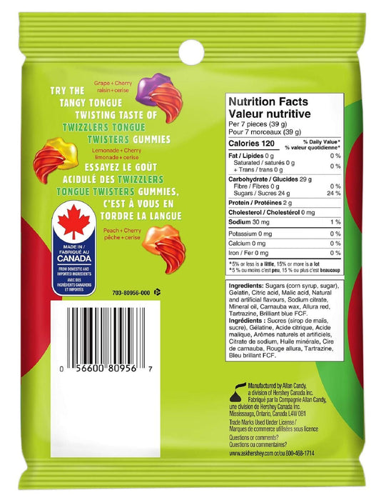 Twizzlers Gummies- Tangy Tongue Twisters Candy 6.4 oz (10ct) {Canadian Product}