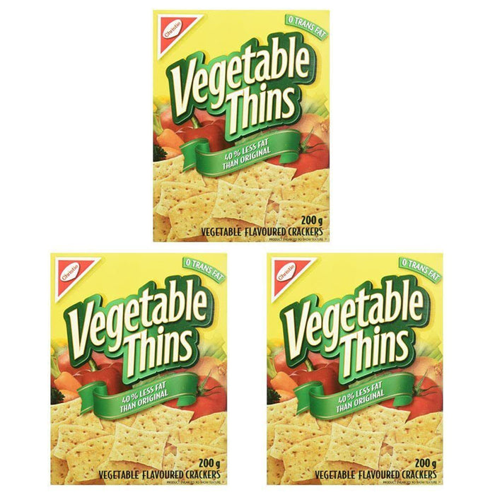 Christie Vegetable Thins, 40% Less Fat, Crackers, 200g/7oz. 3 BOXES