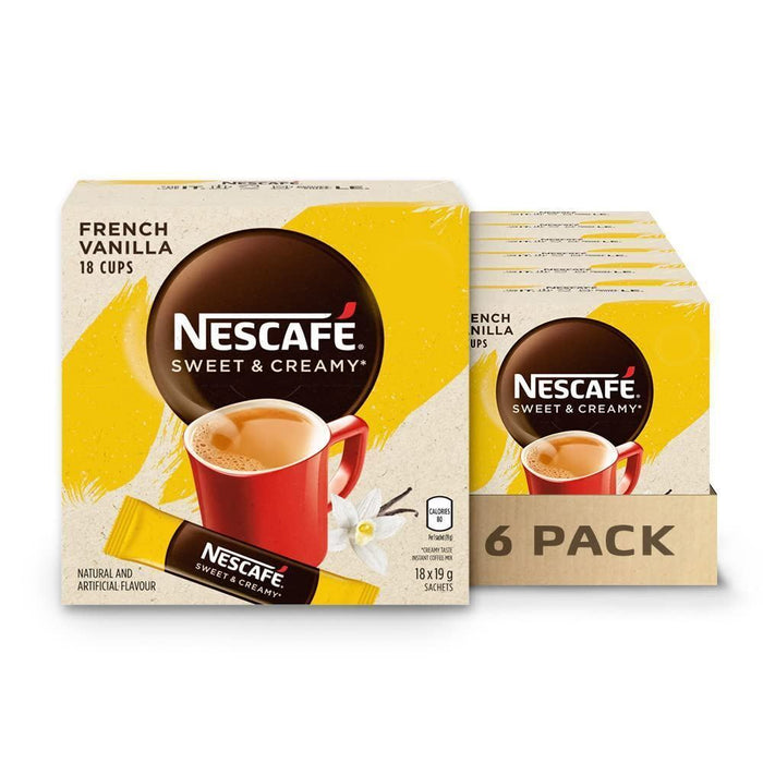 Nescafe Sweet & Creamy French Vanilla Instant Coffee Sachets 18x19g Each 6 Boxes