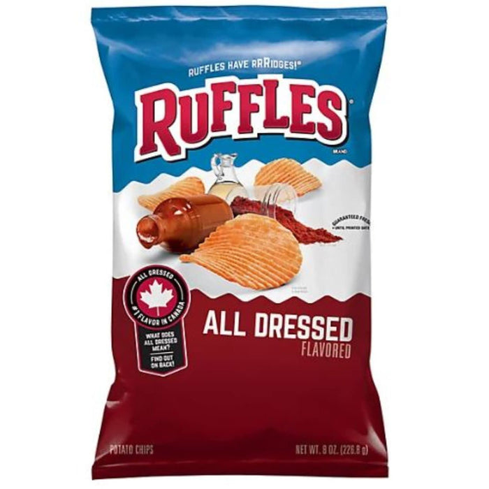 Ruffles All Dressed Ridged Potato Chips, 7.05oz Each 4 Bags