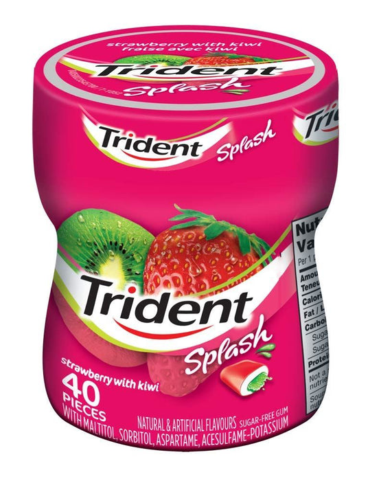 Trident Splash Strawberry Kiwi Chewing Gum 40 Pieces Each 6 Bottles