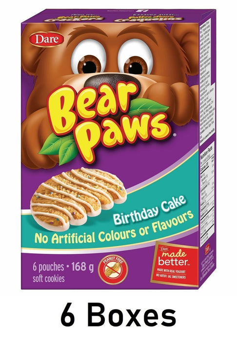 Dare Bear Paws Birthday Cake Flavor Cookies 168g Each 6 Boxes