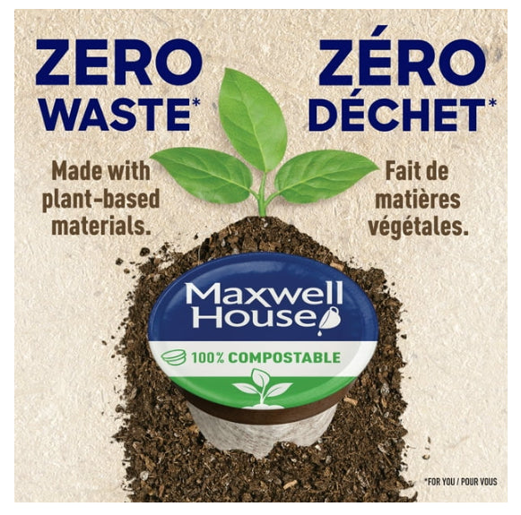 Maxwell House Original Roast Coffee Certified Compostable K-Cup Coffee Pods, 30 Pods, 285g
