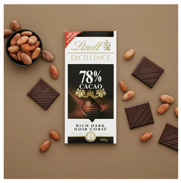 Lindt EXCELLENCE 78% Cacao Dark Chocolate Bar, 100g