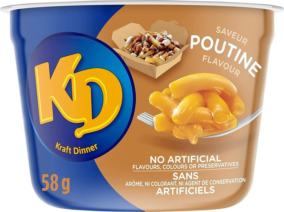 KD Kraft Dinner Poutine Flavor Snack Cups, 58g/2oz. Cup (Imported from Canada)