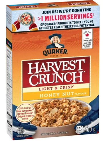 Quaker Harvest Crunch Light & Crisp Honey & Nut Flavor Granola, 400g