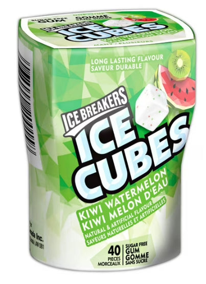 Ice Breakers Ice Cubes Kiwi Watermelon Sugar Free Gum, 40pc, 91g