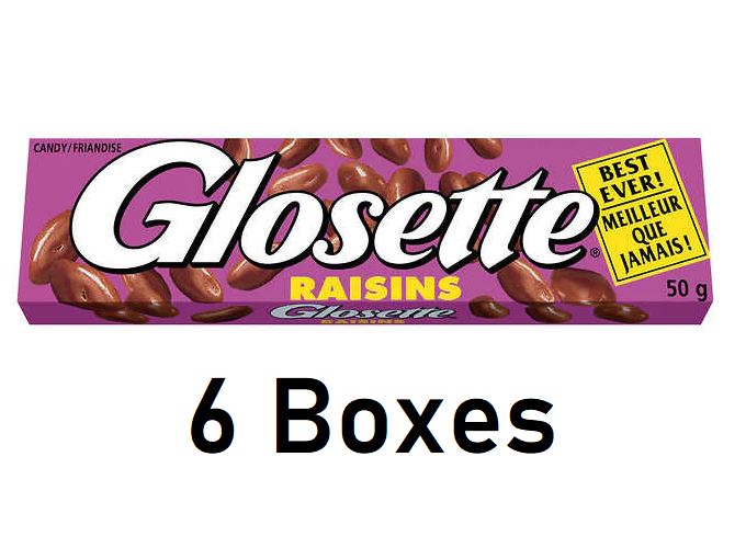 Glosette Chocolate Coated Raisins 50g Each 6 Boxes