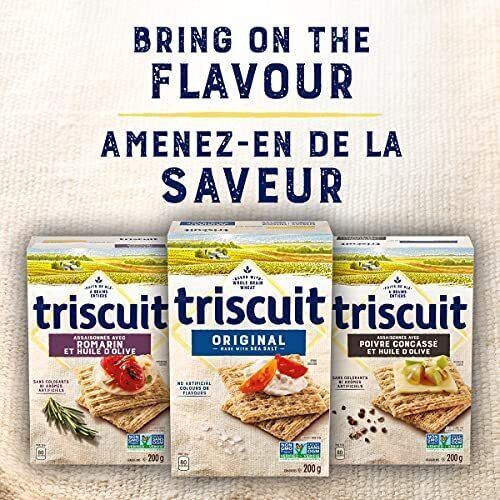 Triscuit Cracked Pepper & Olive Oil, 200g/7.1 oz, Wheat Crackers, 6 BOXES