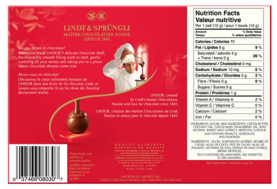 Lindt LINDOR Milk Chocolate Truffles Box, 120g