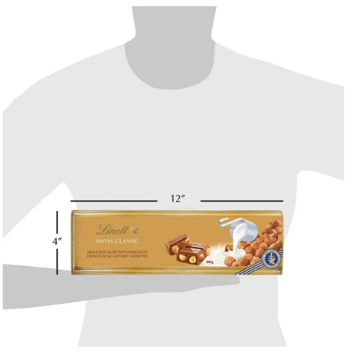 Lindt SWISS CLASSIC Gold Hazelnut Milk Chocolate Bar, 300g