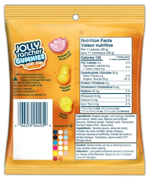 JOLLY RANCHER Sours Tropical Flavours, Gummy Candy, 182g