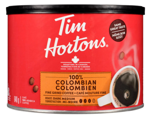 Tim Hortons Ground Coffee Columbian Fine Grind 640g