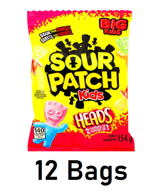 Maynards Sour Patch Kids Big Heads 154g/6oz Each 12 Bags