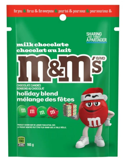 M&M'S, Christmas Milk Chocolate Red & Green Candies, Holiday Blend, 165g