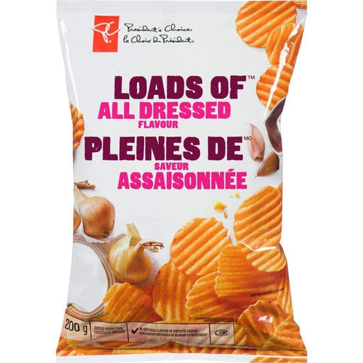 President's Choice Potato Chips, Loads of All Dressed, 200 Grams/7.05oz 3 BAGS - CanadaGrocery