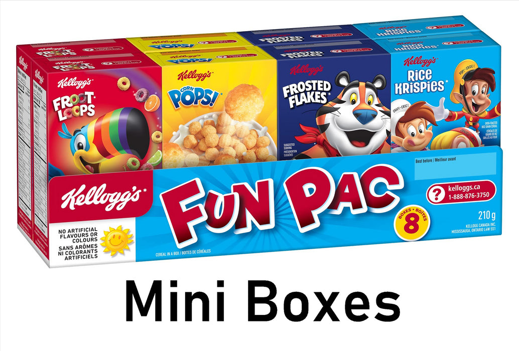 Kellogg's Fun Pak 210g Cereal Multipack 8 Mini Boxes