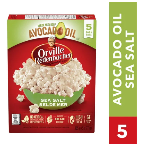 Orville Redenbacher 100% Avocado Oil Microwave Popcorn 5 x 77g, 385g