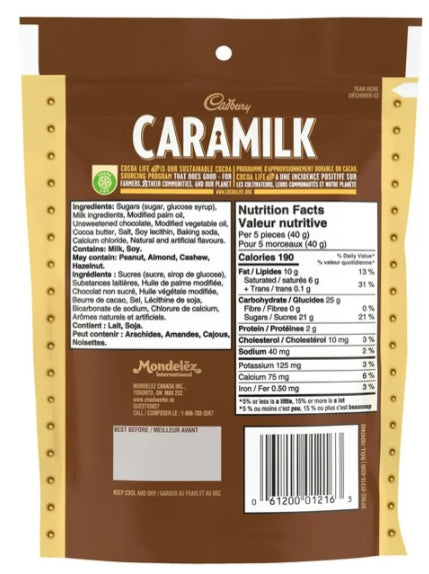 Cadbury Caramilk Caramel Chocolate Candy Mini Bars, 200g