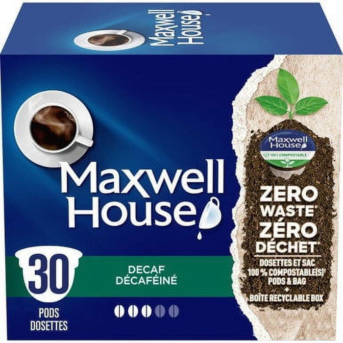 Maxwell House Decaf Coffee 100% Compostable Pods, 30 Keurig Pods