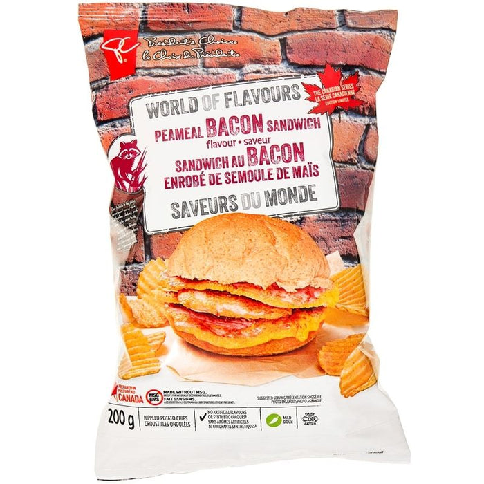President's Choice Peameal Bacon Sandwich Rippled Potato Chips, 200g