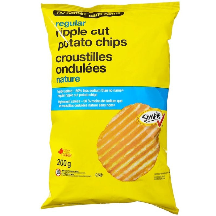No Name Lightly Salted Regular Ripple Cut Potato Chips, 200g