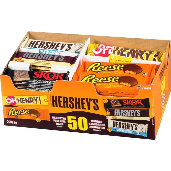 Hershey's Assorted Chocolate Bars Variety Box 50 Bars, 2.36kg