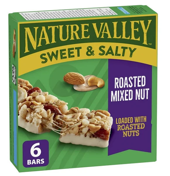 Nature Valley Granola Bars, Sweet and Salty Nut, Roasted Mixed Nut, 6 Bars, 210g