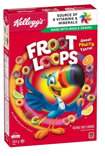 Kellogg's Canadian Froot Loops Breakfast Cereal, 345g