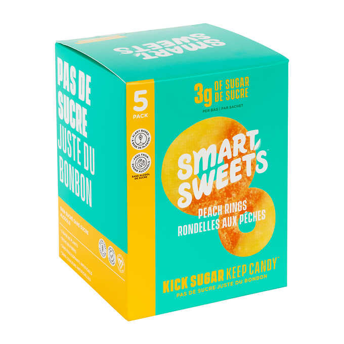 Smart Sweets Gummy Peach Rings Bulk Pack, 50g Each 5 Bags