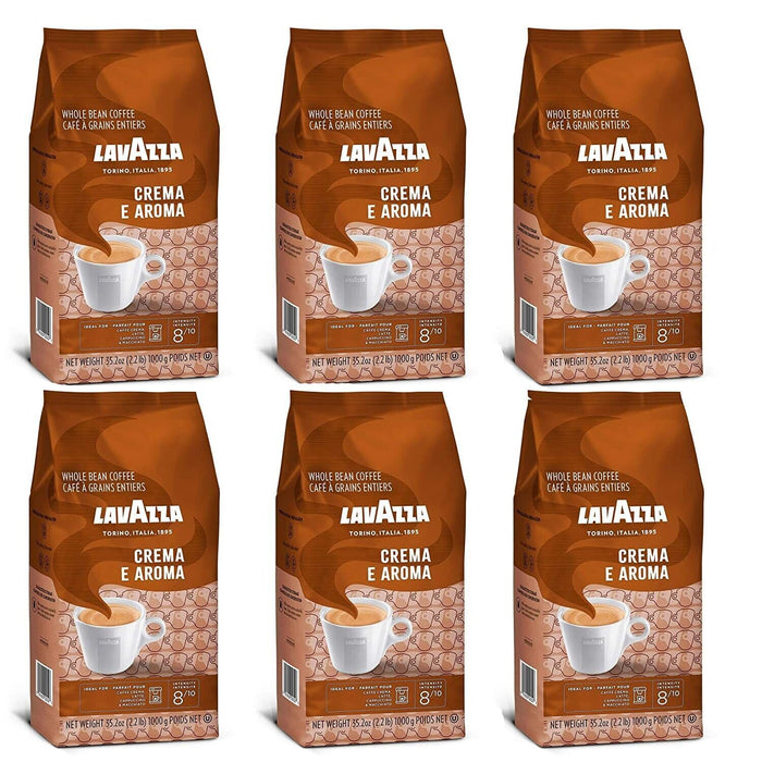 Lavazza Crema e Aroma Whole Bean Coffee, Medium Roast 2.2lbs Each 6 Bags