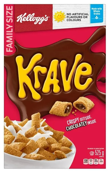 Kellogg's Krave Chocolate Flavor Cereal, Family Size, 525g